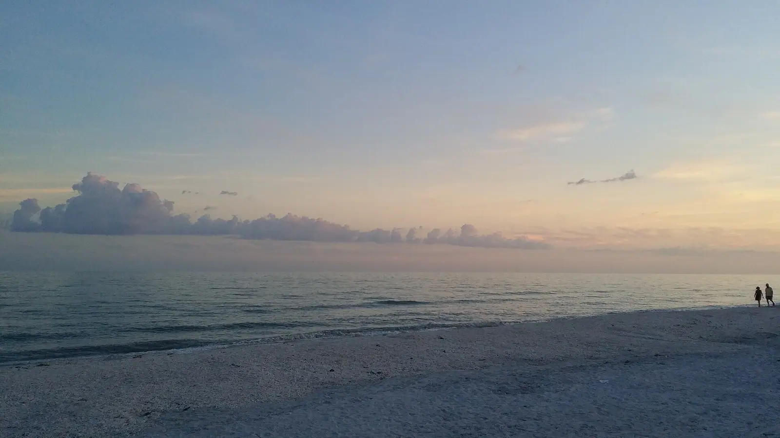 Clear shallow water over a rippled pale sand bottom seen from directly above